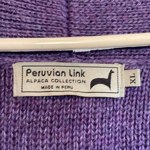 Women’s Peruvianan Link Alpaca cardigan sweater XL purple open front. Repaired - Picture 3 of 15